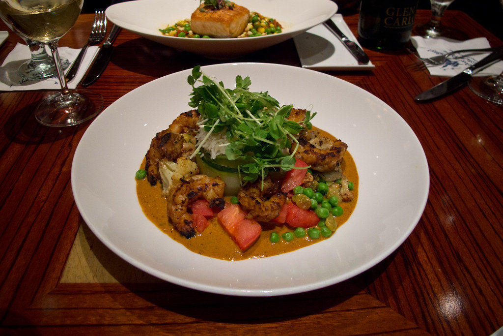 A plate of grilled shrimp from Jiko at the Animal Kingdom Lodge