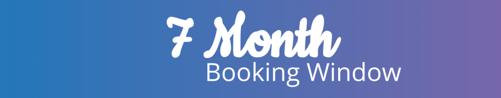 7 month booking window text icon