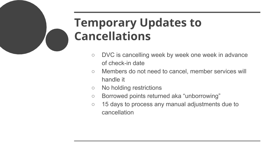 COVID-19 Special DVC Member Rules Overview - Temporary Updates to Cancellations