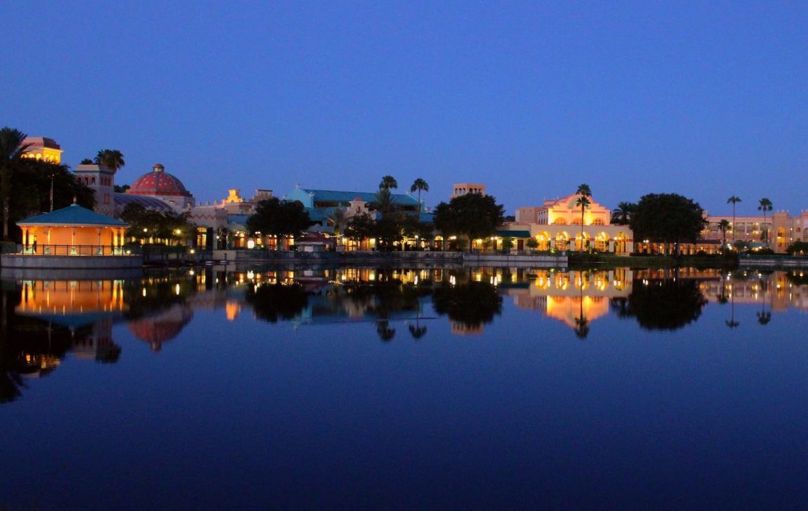 Panorama of Coronado Springs Resort across the lake