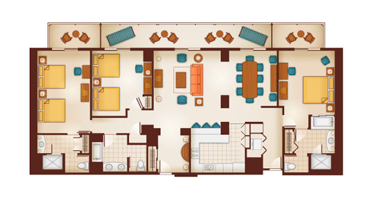 Disney DVC Aulani Hawaii 3 Bedroom Floorplan