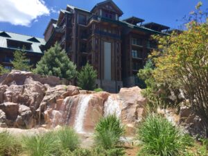 Waterfall in front of DVC Boulder Ridge Resort at Wilderness Lodge