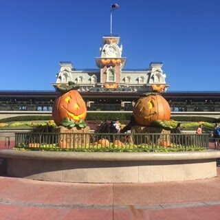 Halloween decorations outside Disney’s The Magic Kingdom