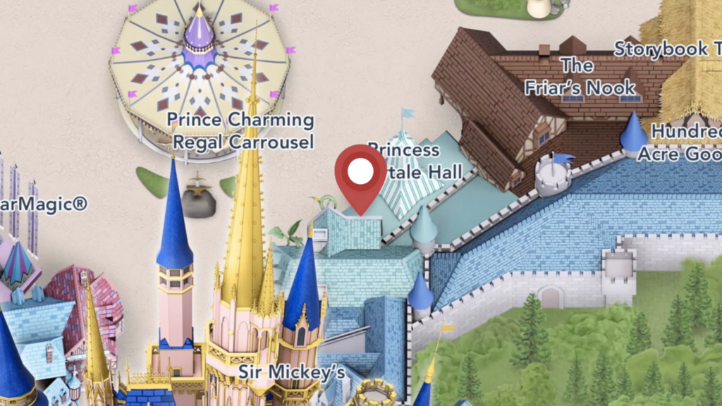 Location to Meet Drizella and Anastasia at Princess Fariytale Hall in Magic Kingdom