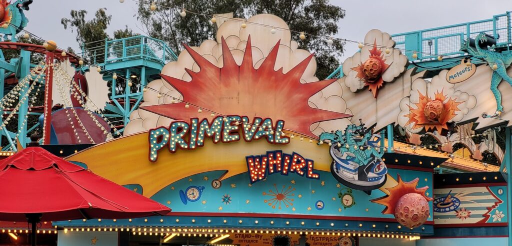 Sign for Primeval Whirl in Dinoland U.S.A.