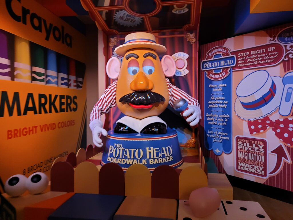 Mr. Potato Head in the Toy Story Mania! Queue