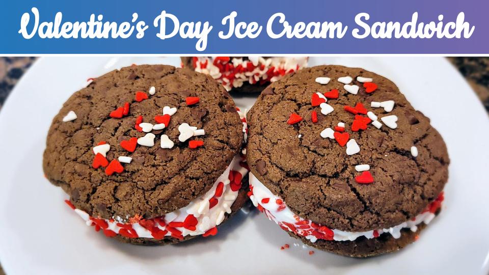 Valentine's Day Chocolate Strawberry Ice Cream Sandwich