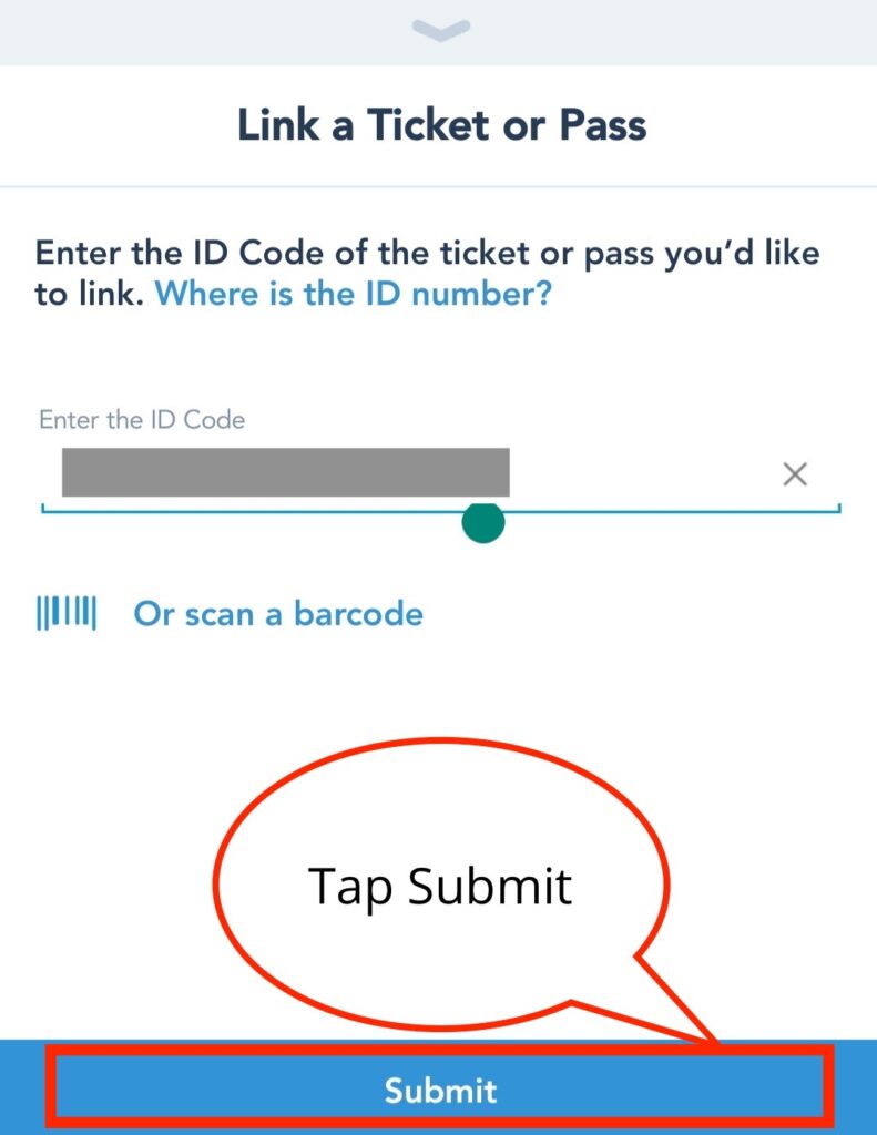 Tap Submit Button After Entering ID Code