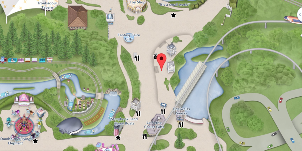Find Tigger, Eeyore, Winnie the Pooh, as well as Mary Poppins and Bert at the Small World Terrace