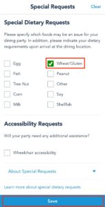 Add a Food Allergy or Request to Dining Reservation at Disney World