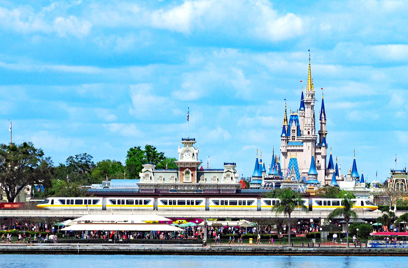 Disney Monorail in front of Magic Kingdom