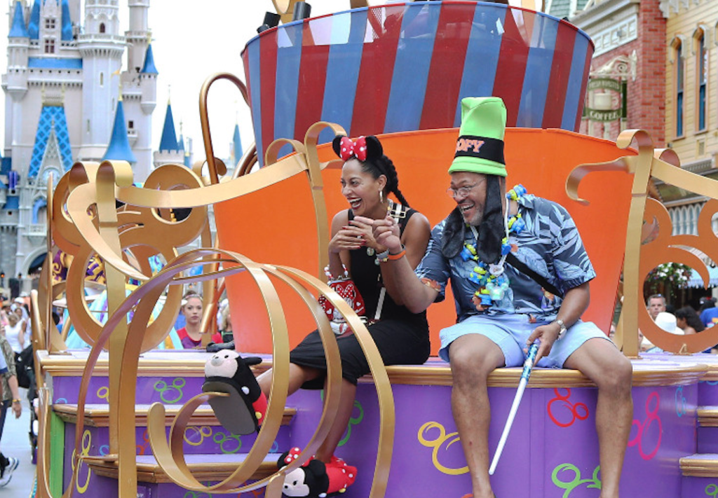 Black-ish's Ross and Fishburne on a float in a Disney parade.