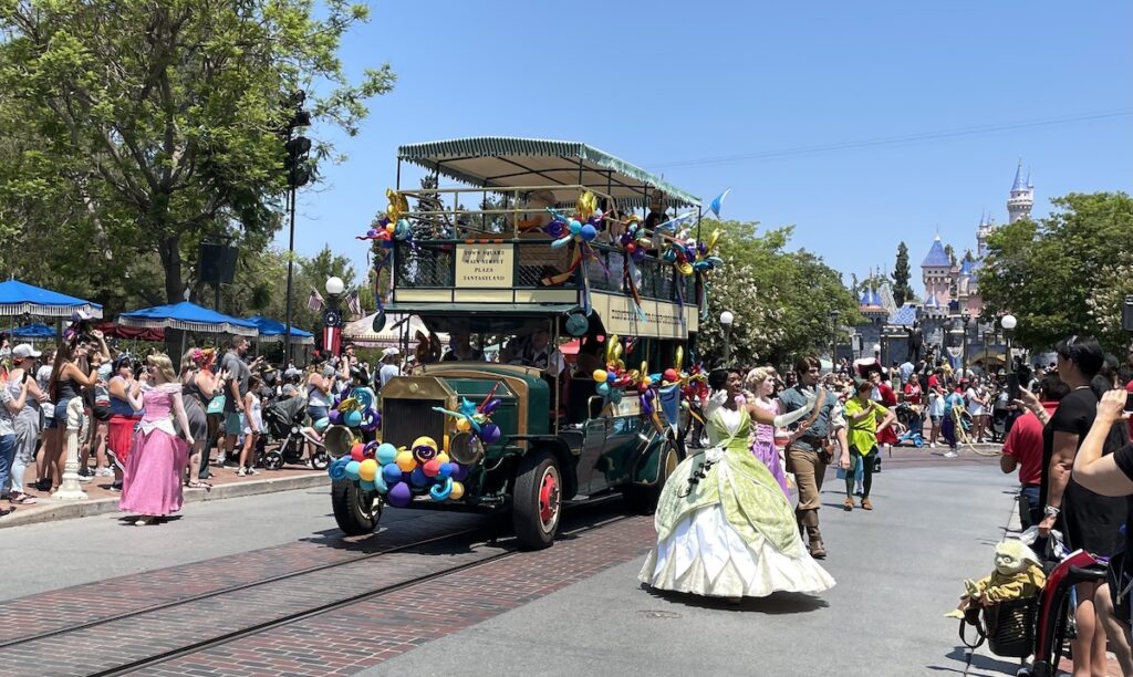 Character cavalcade at Disneyland 66th birthday