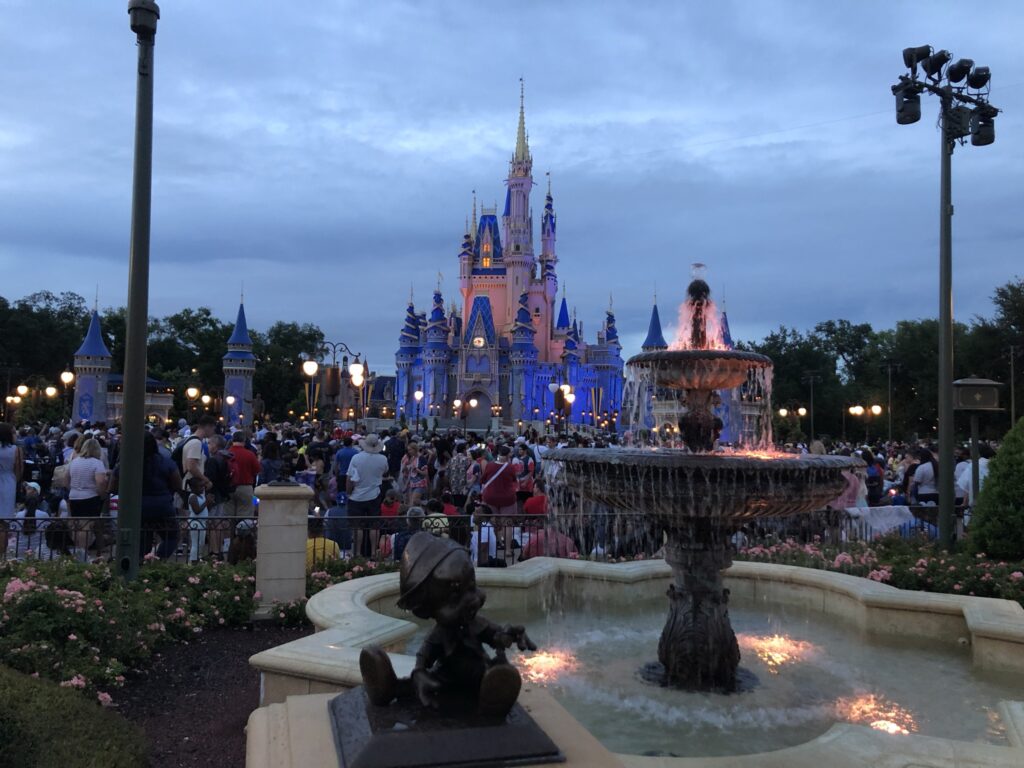 Cinderella Castle before fireworks display.