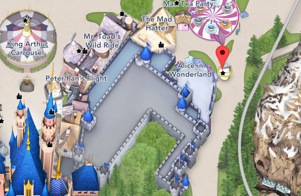 Alice in Wonderland Location Map - Disneyland