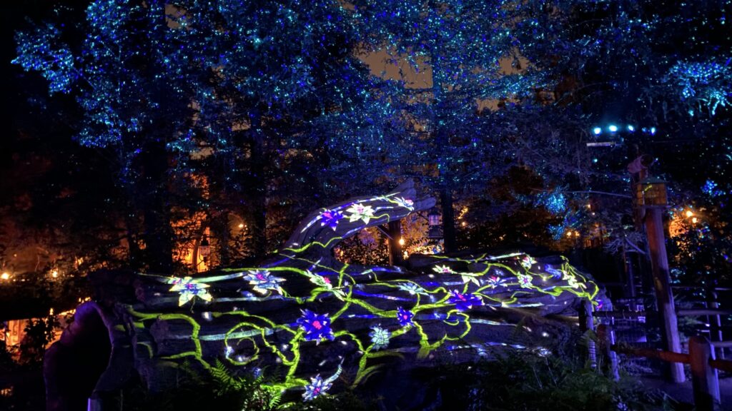 Disney Parks lit up during nighttime event