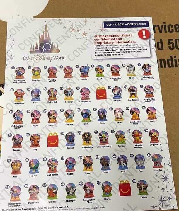 mcdonalds 50th disney toys list