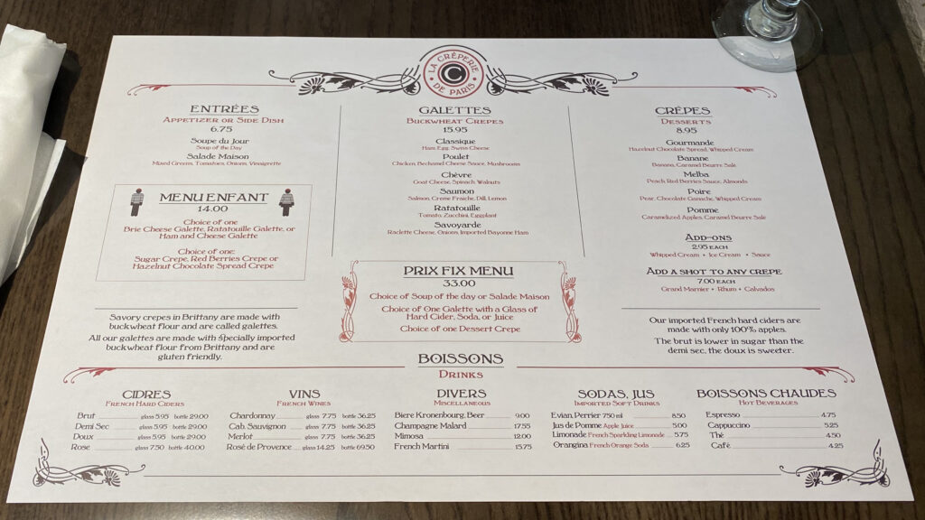 La deals creperie menu