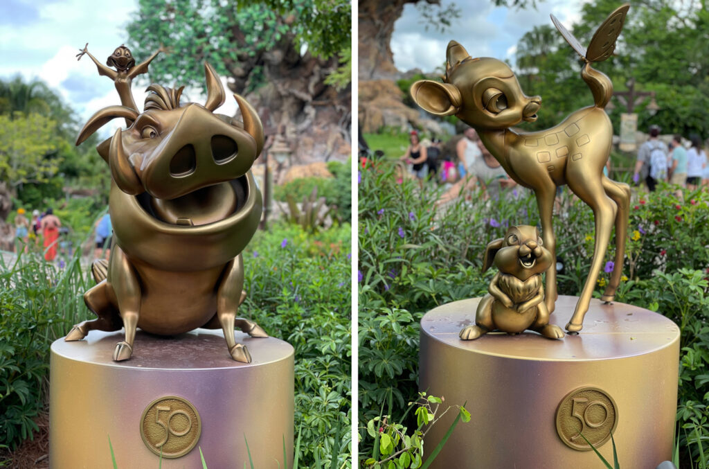 Gold statues at Disney's Animal Kingdom