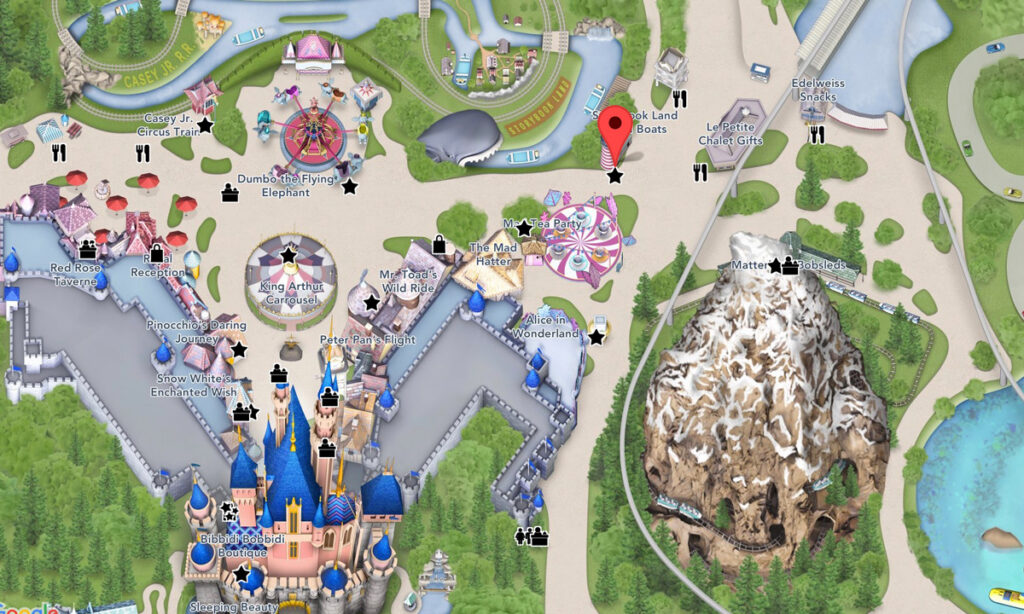 Storybook Canal Boats location map Disneyland