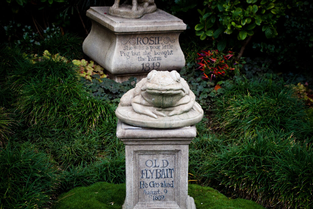 Tombstones outside of Disneyland's Haunted Mansion