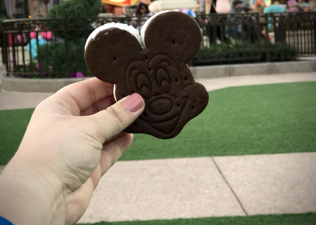 Mickey Ice Cream sandwich at Disney World