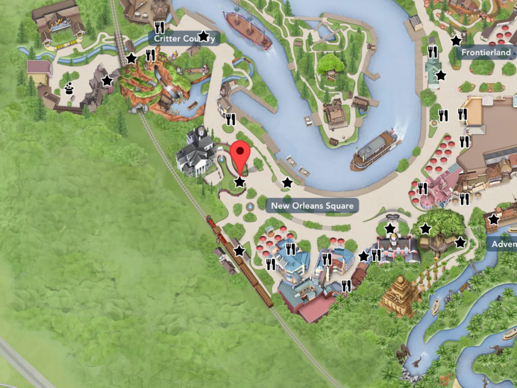 Mapa de ubicación de la mansión embrujada de Disneyland