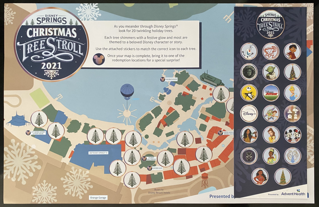 Disney Springs Christmas Tree Stroll Map