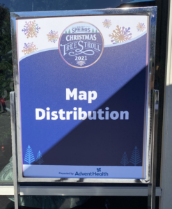 Distribución del mapa del paseo del árbol de Navidad de Disney Springs