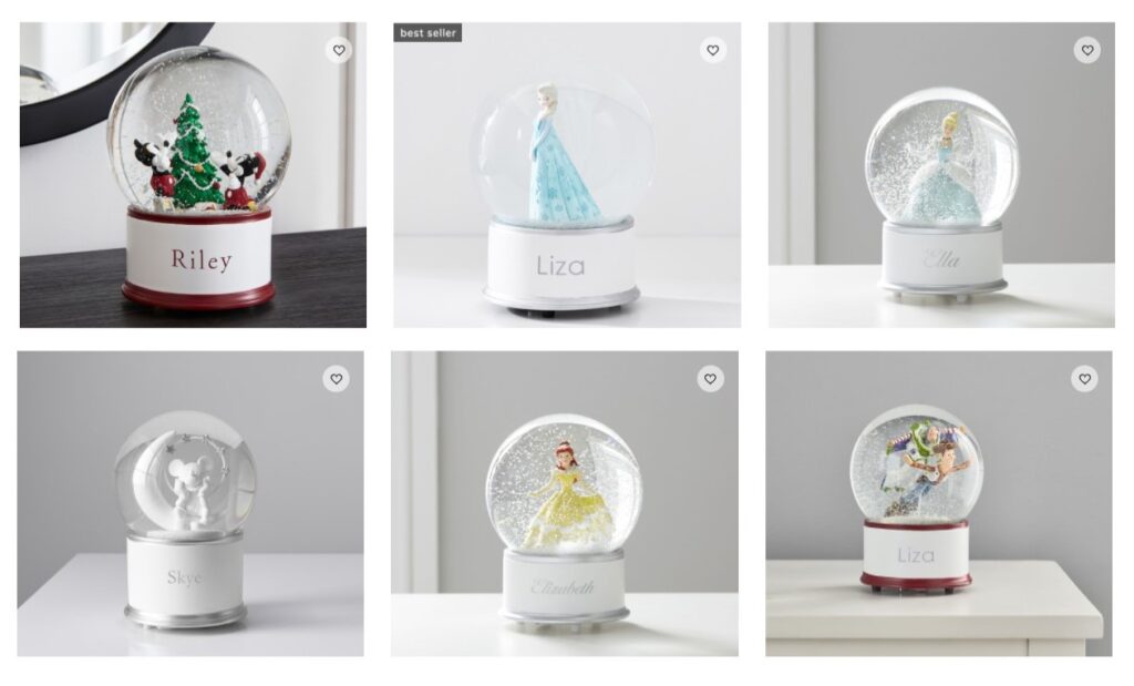 Disney Pottery Barn Snow Globes 