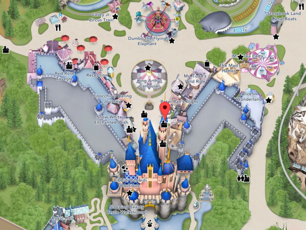 Peter Pan Disneyland on map
