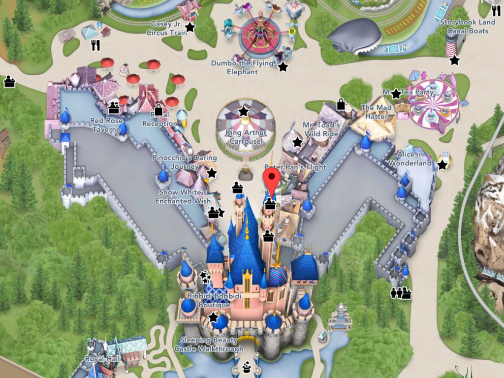 Peter Pan Disneyland en el mapa