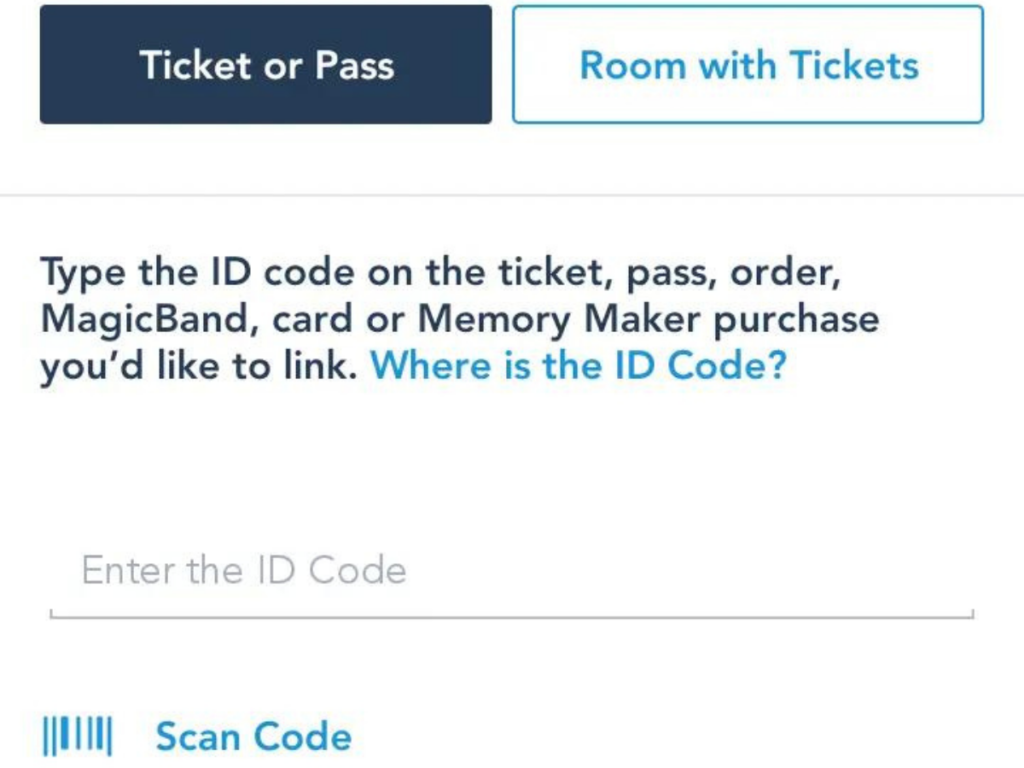 MyDisneyExperience Link Ticket