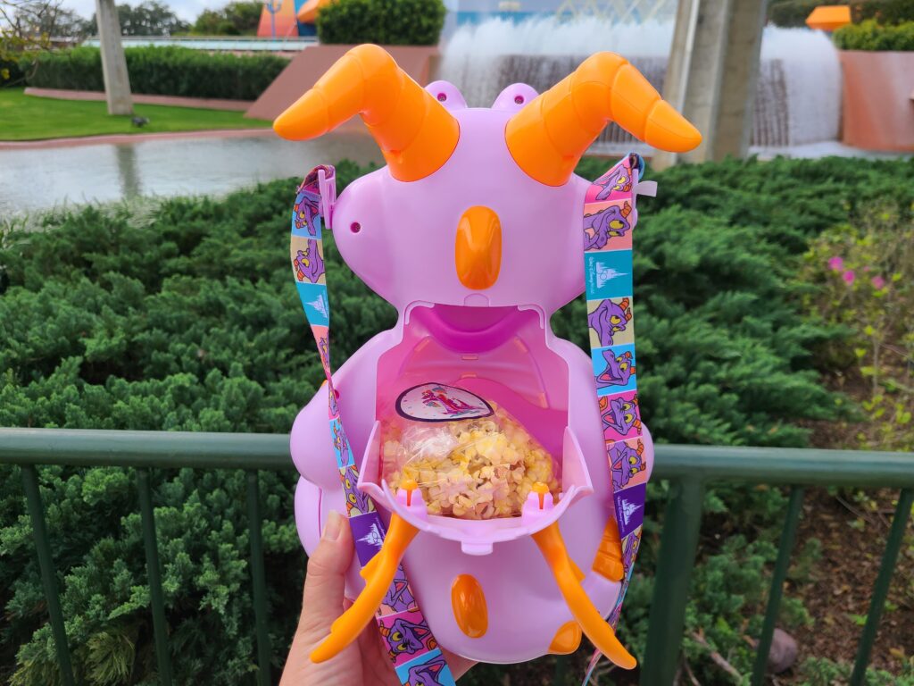 The Figment Popcorn Bucket opens in the back! 
