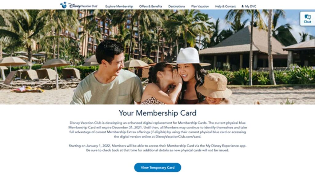 Temporary DVC membership card