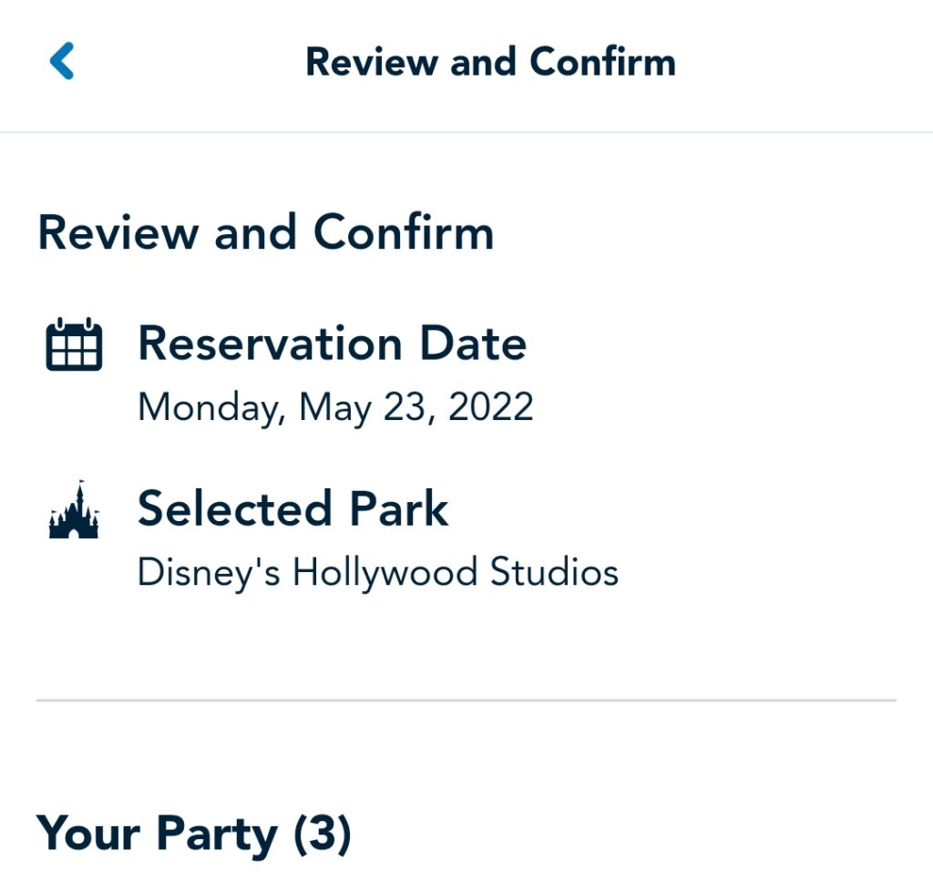 Review Your Park Reservation