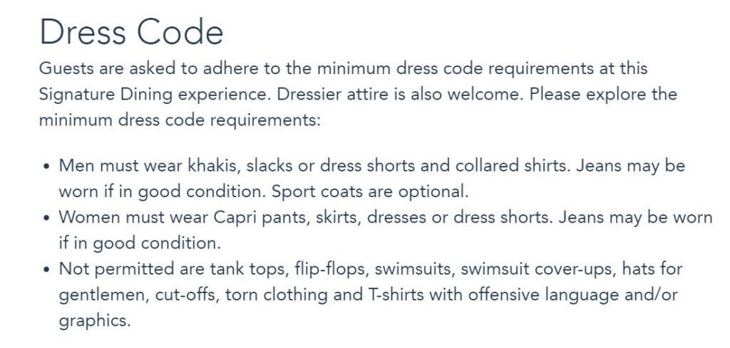 California Grill Dress code