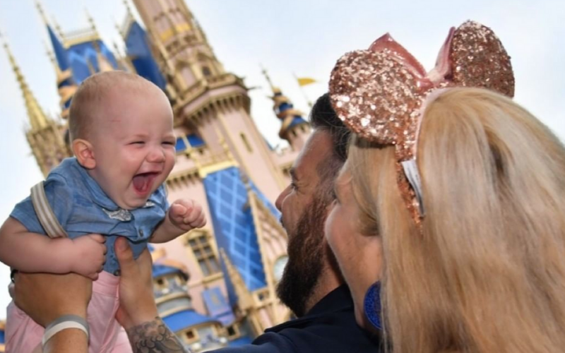 Baby and parents at Disney World