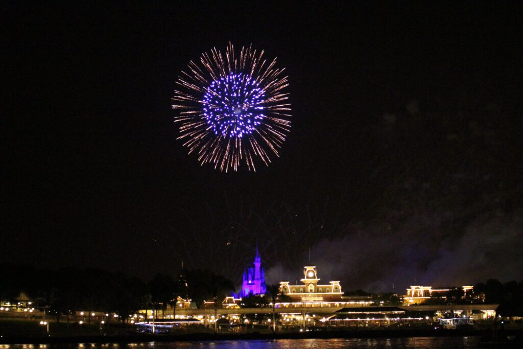 Vista para el crucero de fuegos artificiales de Disney World