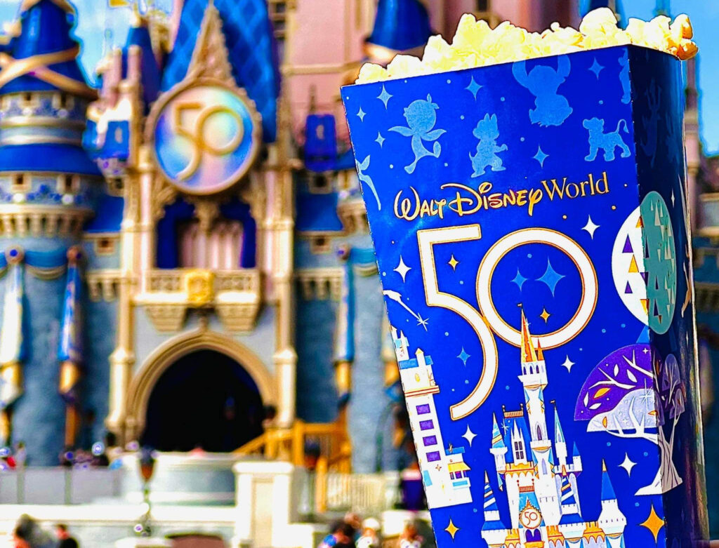 Disney World 50th Anniversary paper popcorn buckets