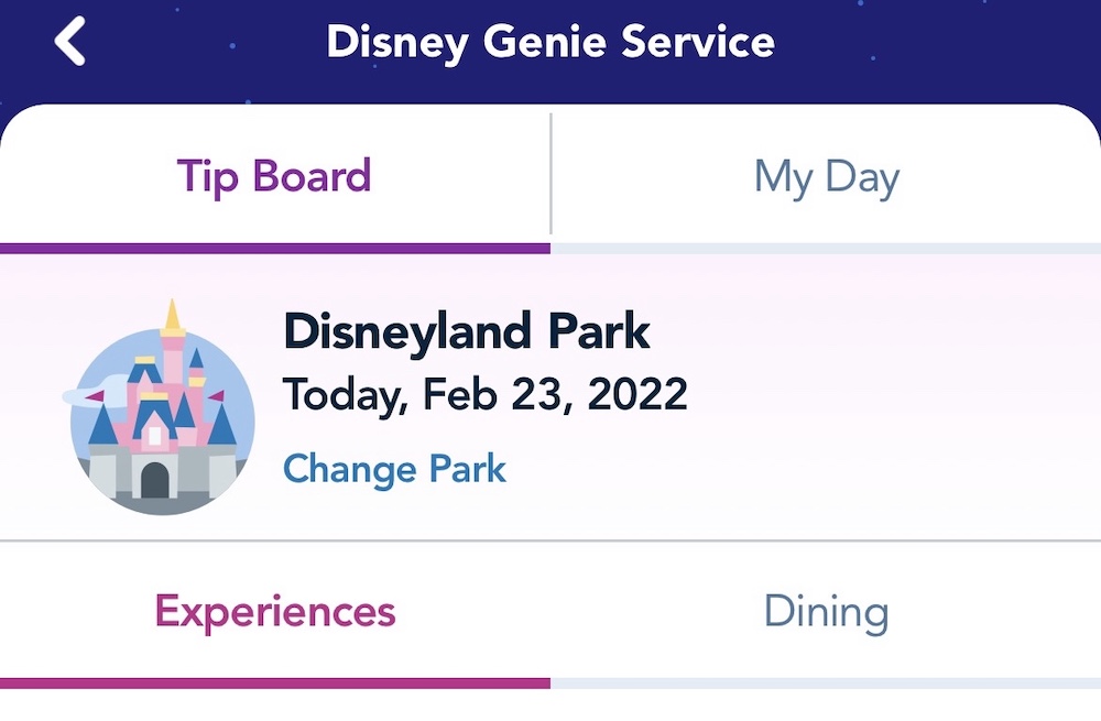 Disneyland Genie en la aplicación