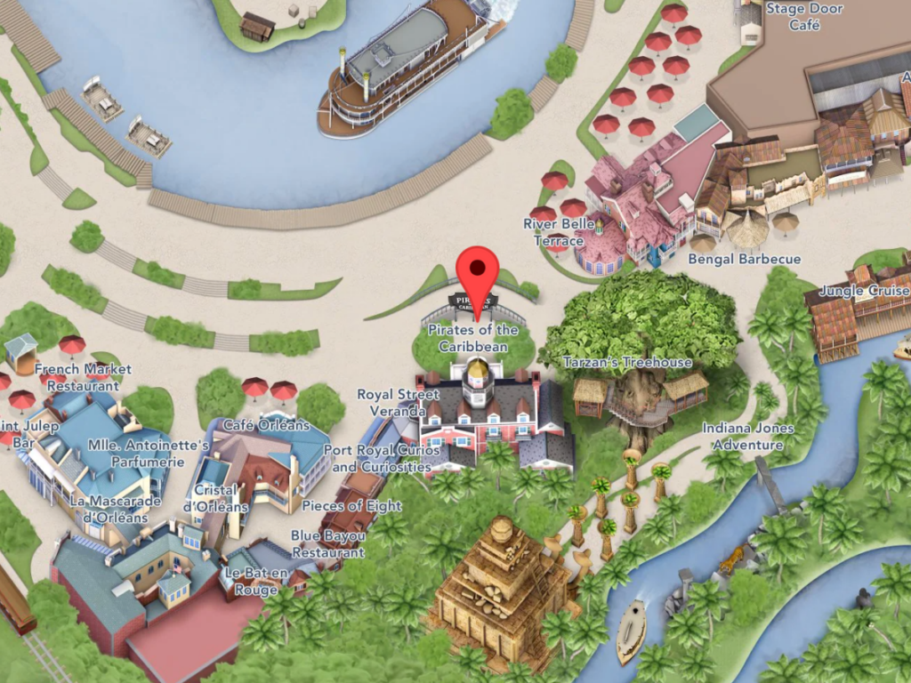 Pirates of the Caribbean on Disneyland Map