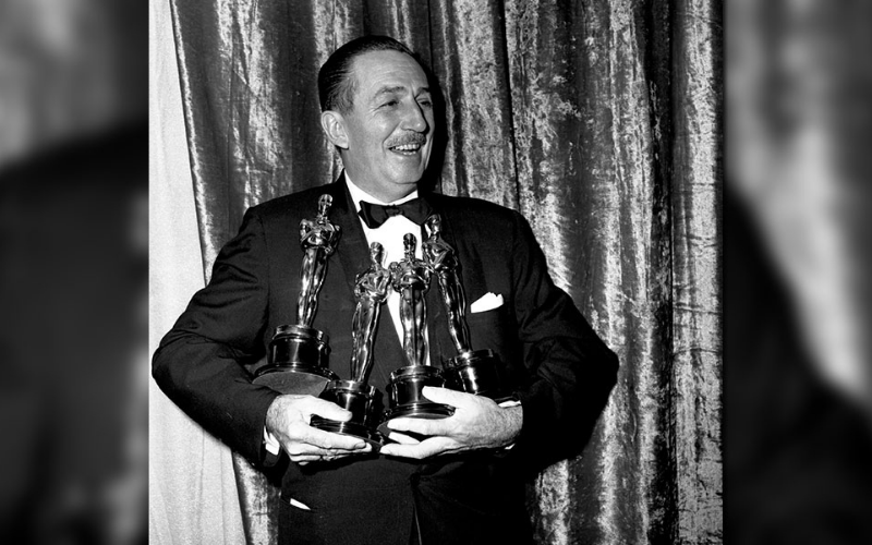 Walt Disney with Oscars