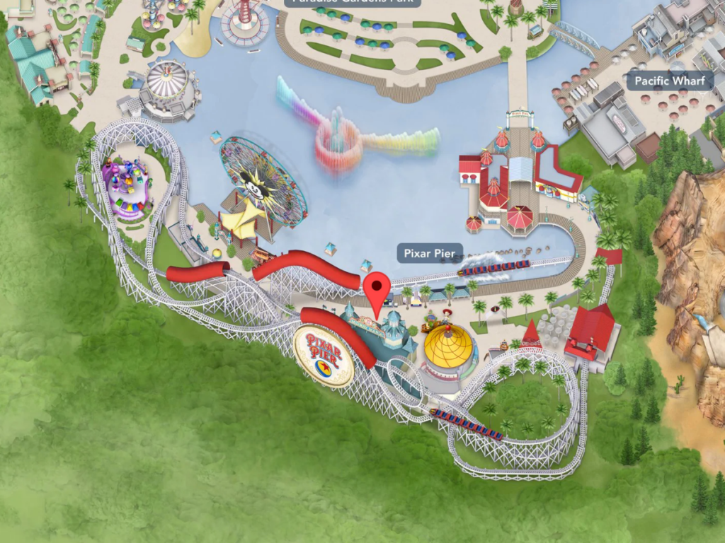 Toy Story Midway Mania en el mapa de Disneyland