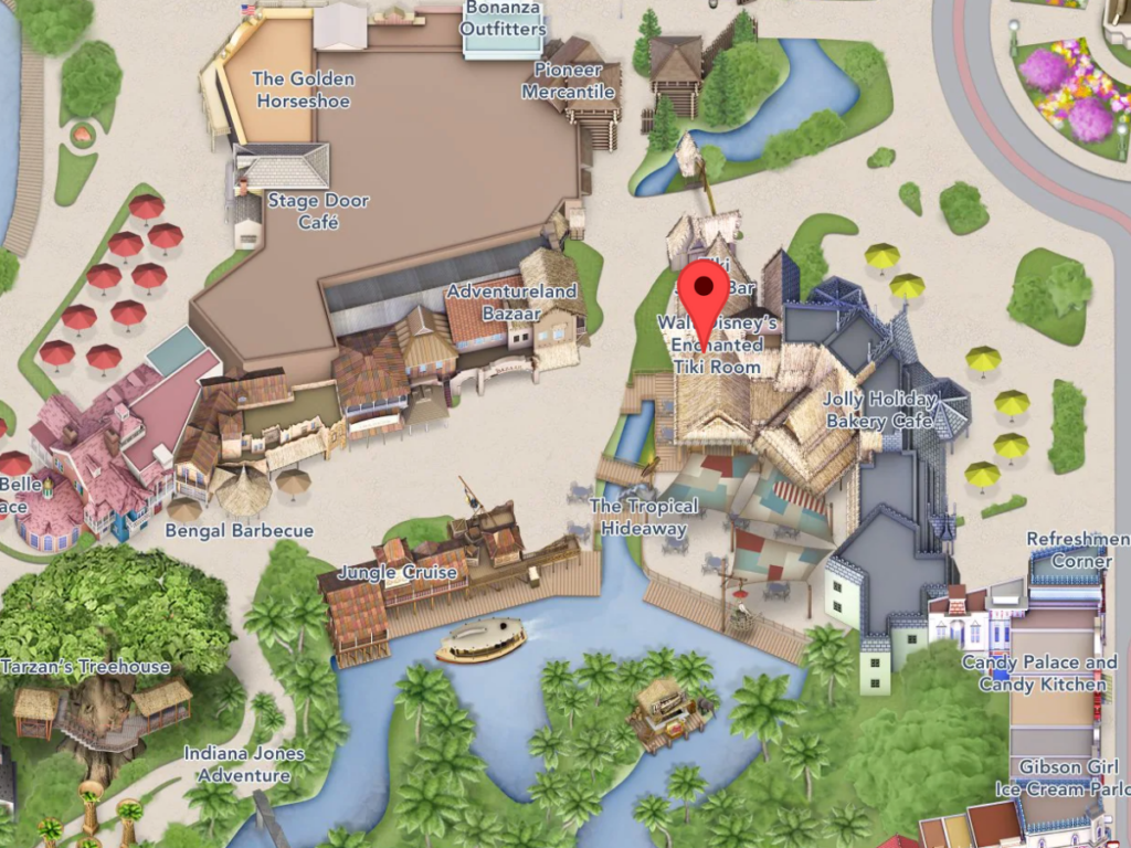 Sala Tiki Encantada en Disneyland Mapa