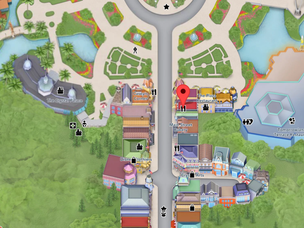 Plaza Ice Cream Parlor on Disney World Map