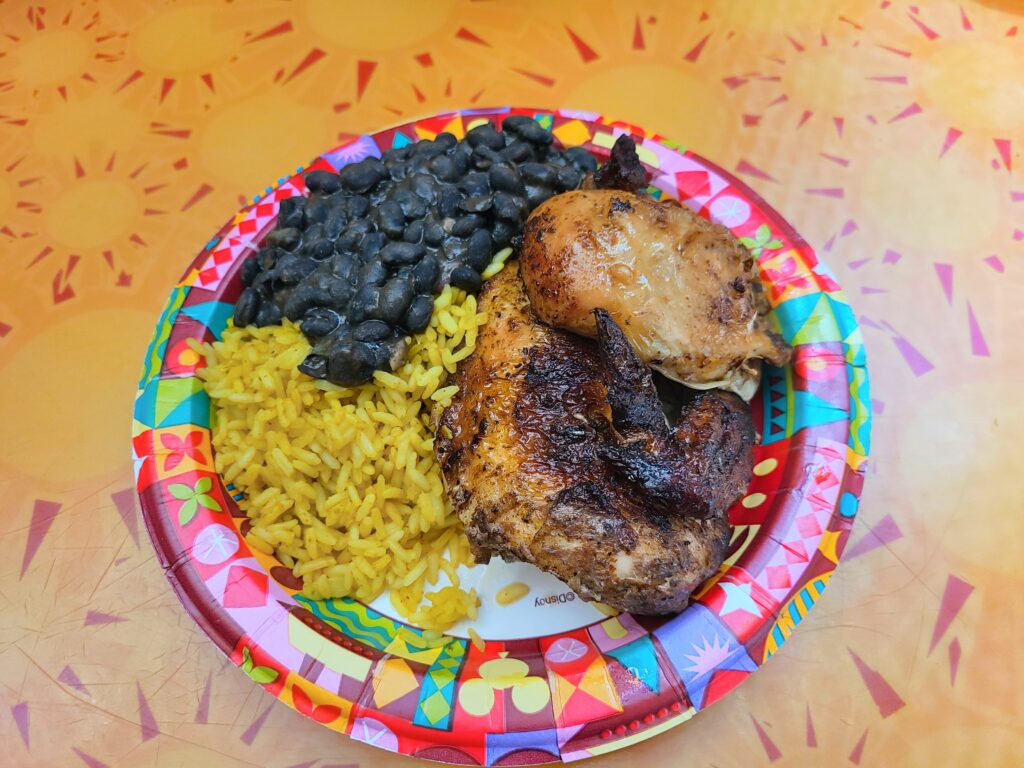 Chicken Meal with Rice and Black Beans in Epcot's Sunshine Seasons