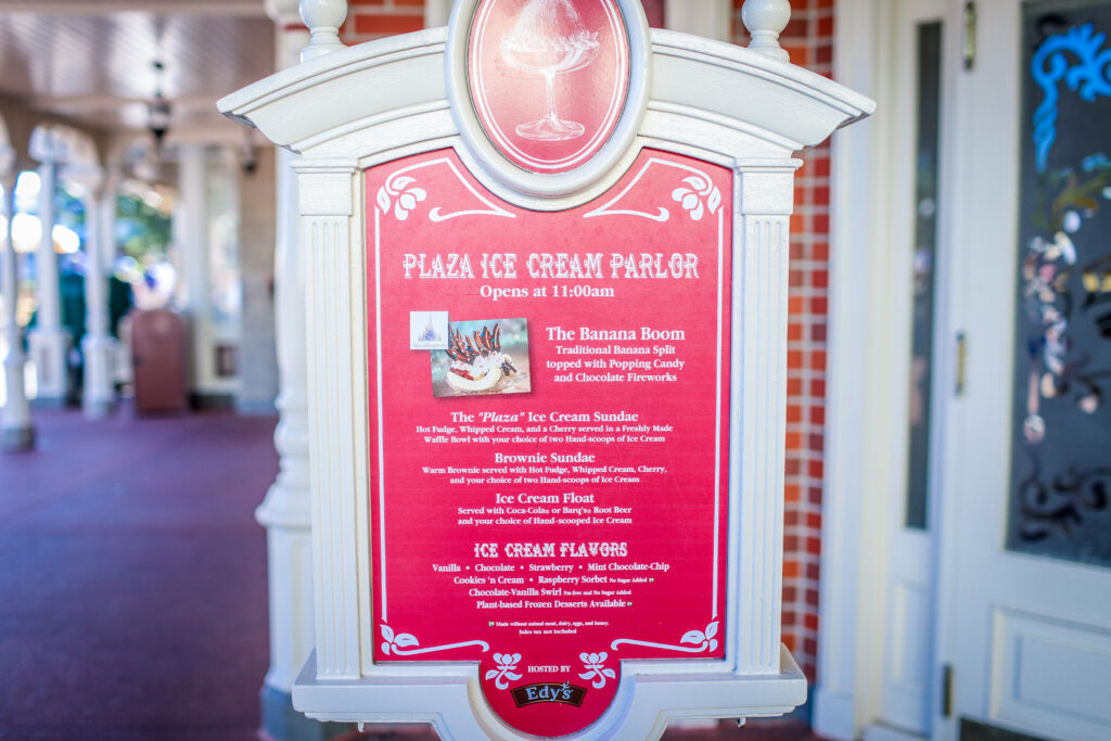 Plaza Ice Cream Menu