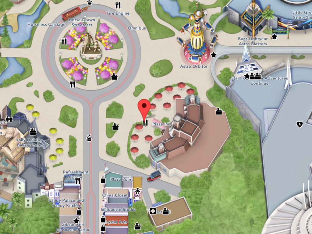 Plaza Inn en Disneylandia Mapa