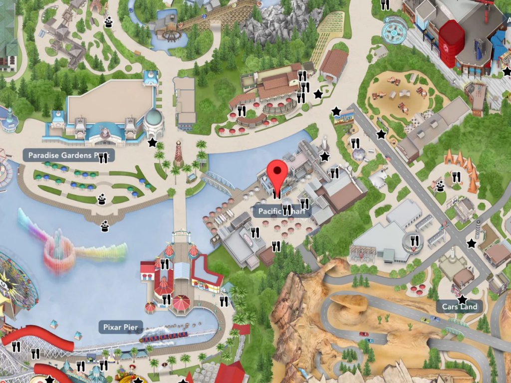 Pacific Wharf Cafe on Disneyland Map